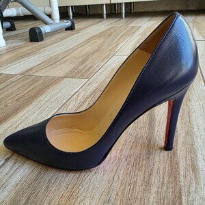 Christian Louboutin Pigalle Navy Blue Leather 100mm Pump Shoes Eur. 35.5